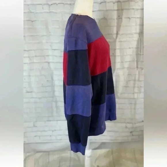 Chaps Men's Size L Color Block Sweatshirt Blue/Navy/Red Crewneck Crest LOGO RL - Picture 6 of 14